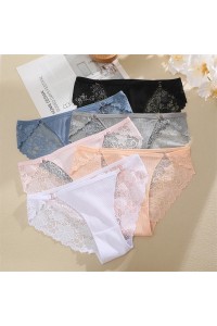 Трусики из хлопка с кружевом на тоненькой резинке FINETOO